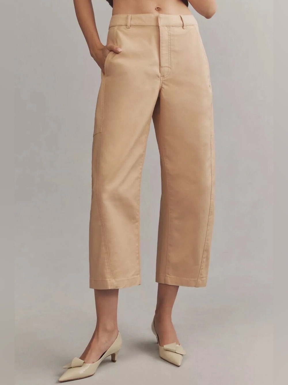 Anthropologie Maeve 148$ Curved Cropped Chino Casual Pants Size 8